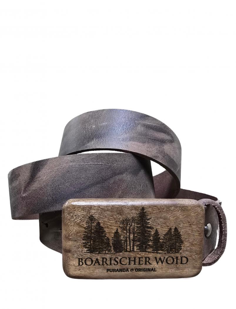 Ledergürtel mit Holzschnalle BOARISCHER WOID - Büffelleder